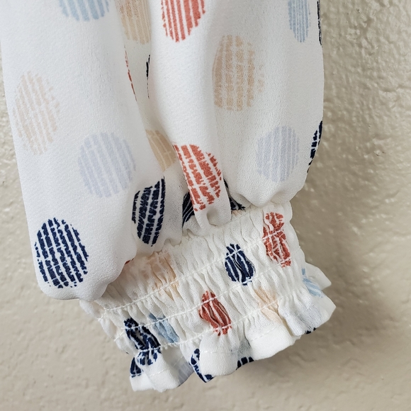 June & Hudson Polka Dot Ruffle V-Neck Blouse L - Picture 6 of 7